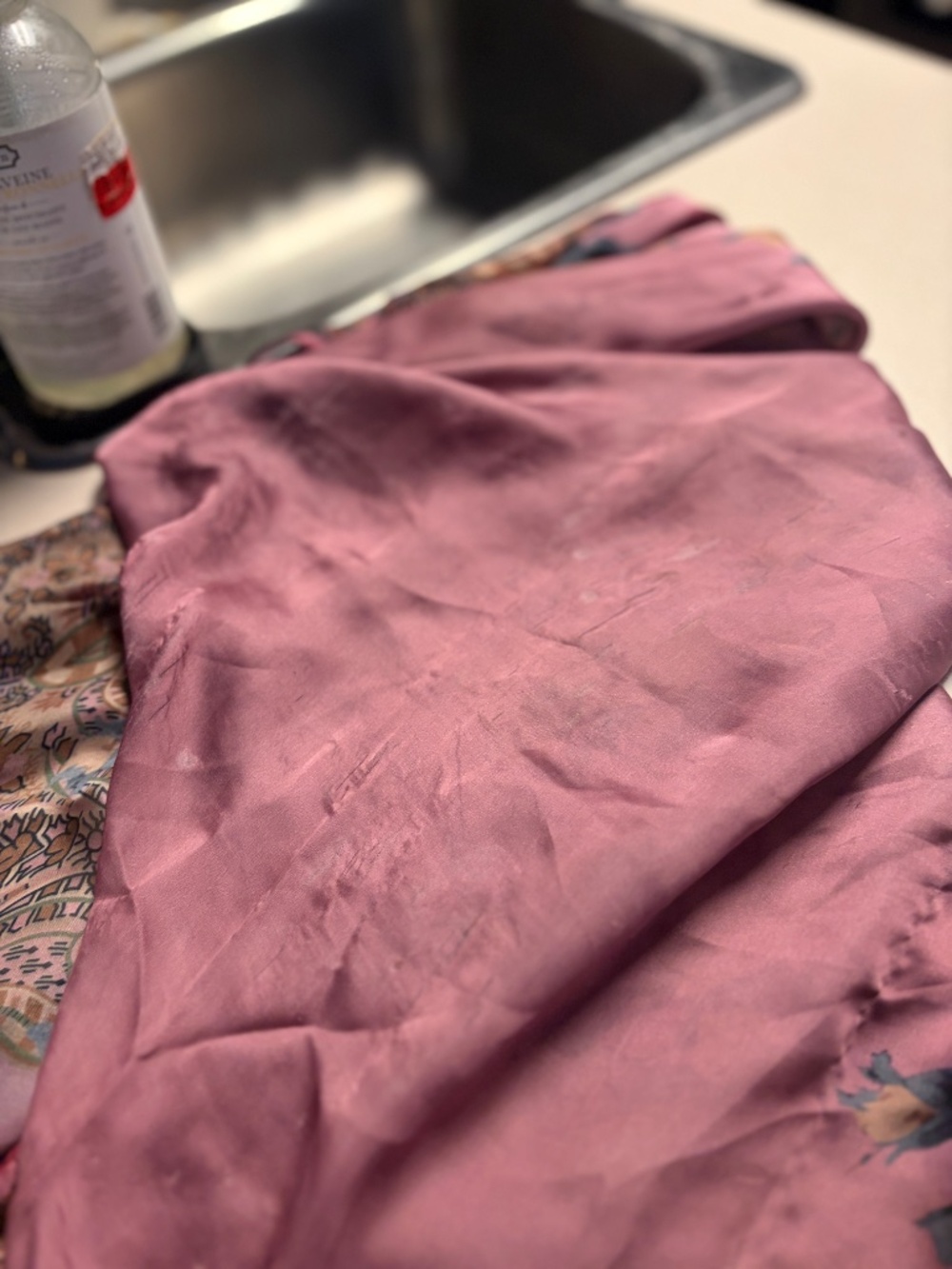Esperanza Floral Paisley Silk Pink Scarf - Picture 10 of 14